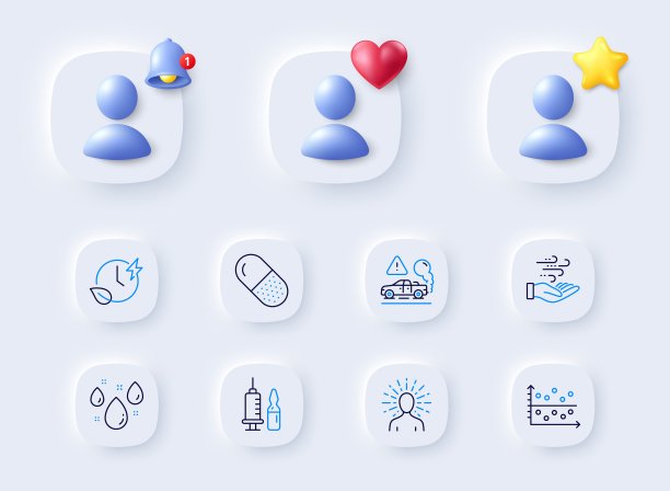 点图，排气和医疗接种线图标。对于web应用程序，打印。向量图片下载