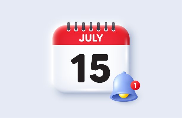 每月15日事件日程安排日历3D图标矢量图图片下载