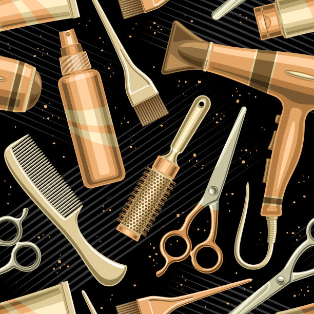 矢量美发沙龙无缝模式图片下载