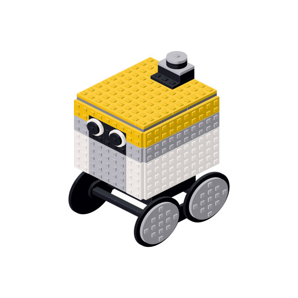 机器人信使在等距。像素艺术。矢量图图片下载