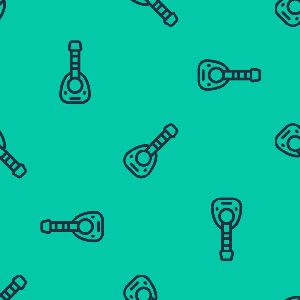 蓝线乐器琵琶图标孤立图片下载