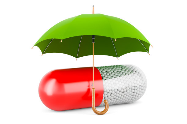 伞下的药物胶囊，3D渲染图片下载