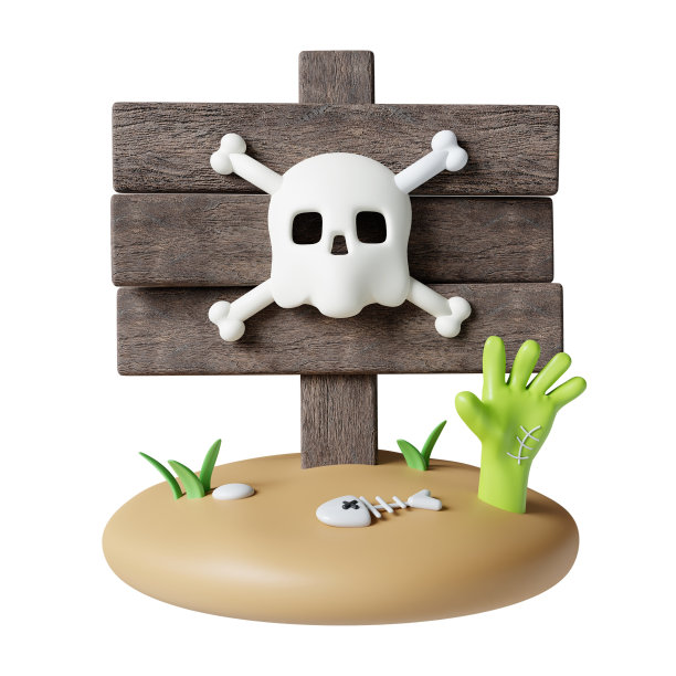 3d万圣节图标。万圣节的传统元素。图标隔离在灰色背景。3d渲染图。剪切路径。图片下载