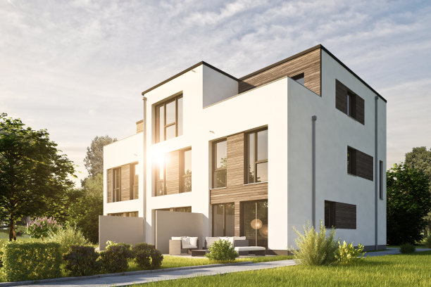 晚上的现代联排别墅图片下载