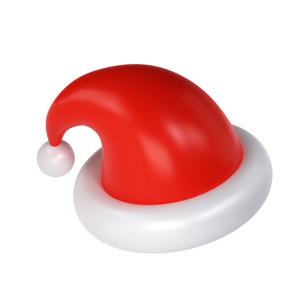 3d图标圣诞老人可爱的帽子孤立的白色背景。新年红帽聊天效果圣诞人物图片下载