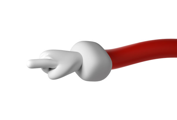 可爱的卡通3D手圣诞老人圣诞图标显示推一个手指食指计数插图在白色背景图片下载