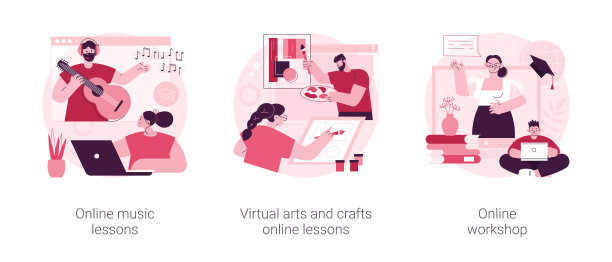 在线教育同时自我隔离抽象概念矢量插图。图片下载
