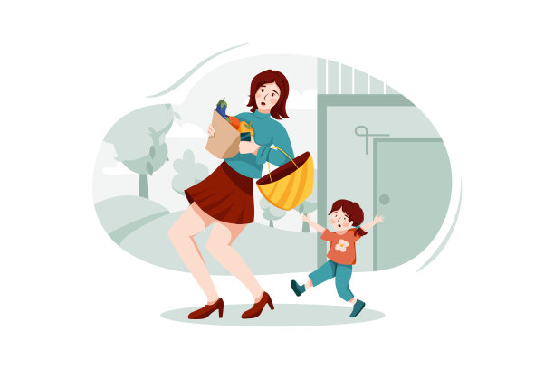 一个女人差点在孩子面前摔倒图片下载