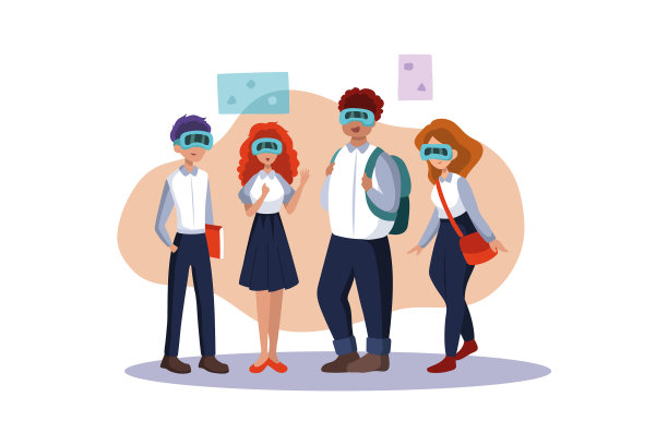 学生带着虚拟现实耳机图片下载