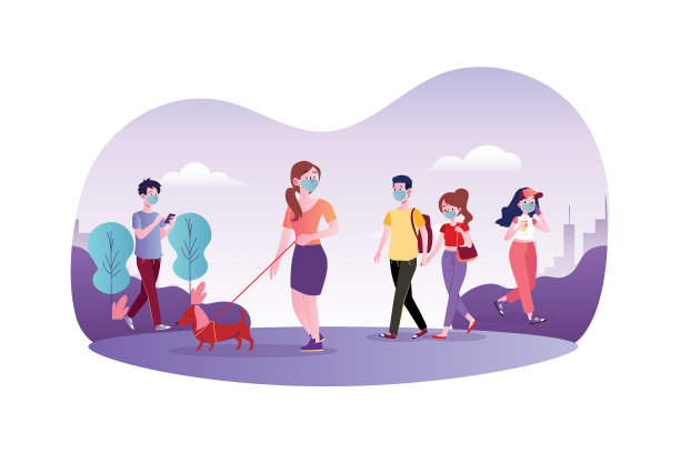 人们戴着面具走在街上图片下载