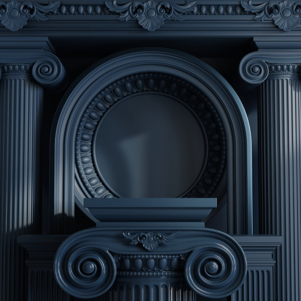 3d渲染插图与经典的豪华罗马列的产品背景与背景的品牌介绍3d渲染插图。图片下载