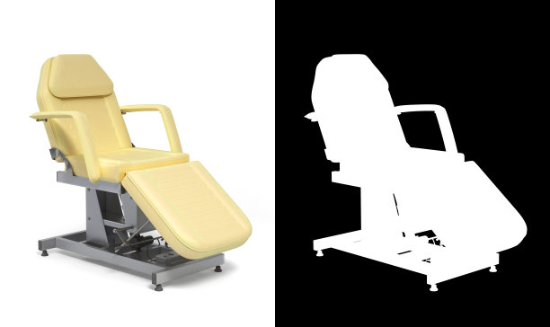 新的白色皮革美容椅与可调的位置透视视图3d渲染白色与alpha图片下载