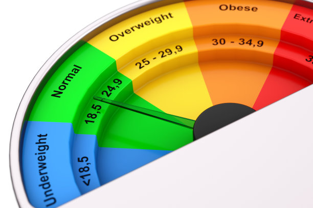 BMI或身体质量指数刻度表盘计。3d渲染图片下载