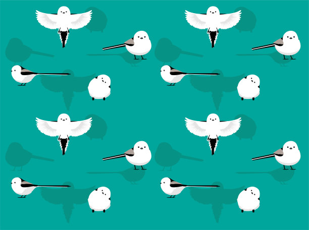 长尾雀岛永北海道卡通无缝壁纸背景图片下载