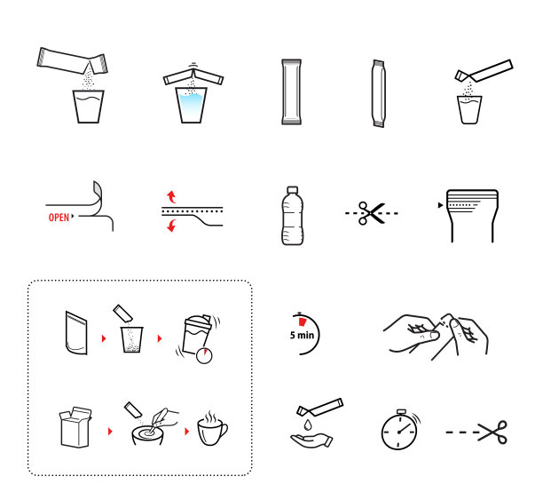 图标棒包装袋设置样品，准备说明。图片下载