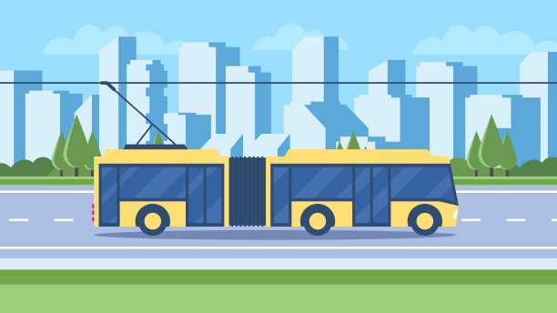 无轨电车白天在路上行驶。图片下载