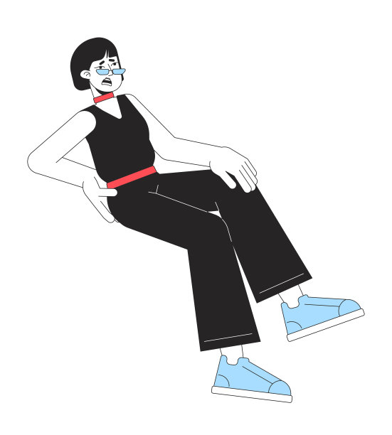 不快乐的女人坐平线彩色矢量字符图片下载