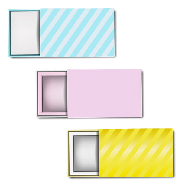 白色空白纸板箱与滑动盖，俯视图。礼品包装矢量模型。颜色的设计。容易重新上色图片下载