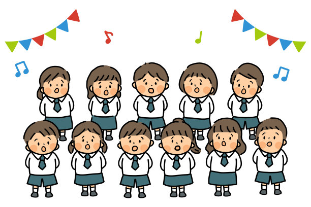 可爱的孩子们开心地唱着歌，微笑着图片下载