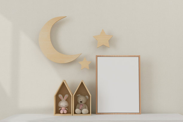 垂直框架，餐桌装饰。孩子的房间。框架模型。图片下载