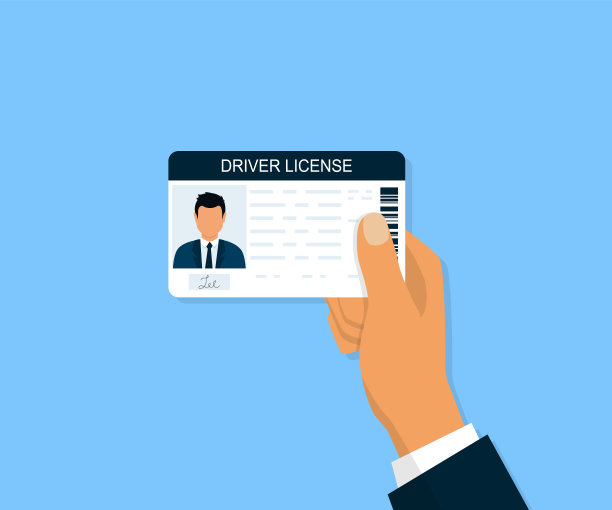 身份证。附有个人照片的身份证明文件。平面塑料身份证件图标。驾照。驾照塑料卡模板。矢量图图片下载