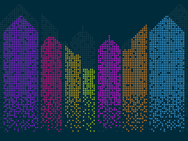 轮廓的城市。城市摩天大楼。抽象的未来城市。矢量图图片下载