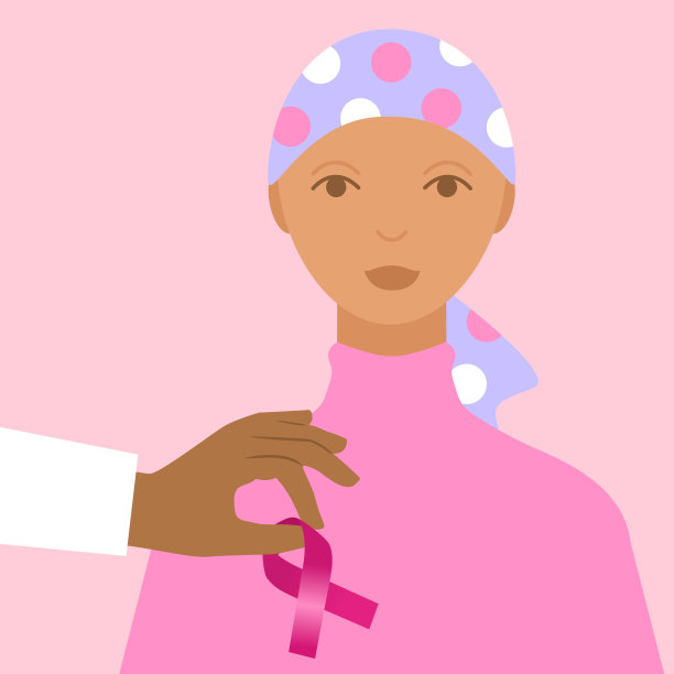 医生为女性戴上乳腺癌防治丝带图片下载