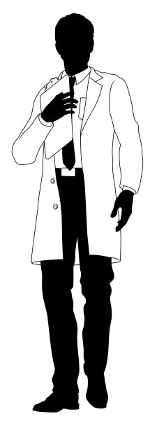 科学家工程师调查剪贴板男人剪影图片下载