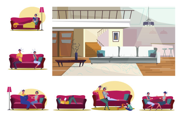 一组人坐在各种各样的沙发上图片下载