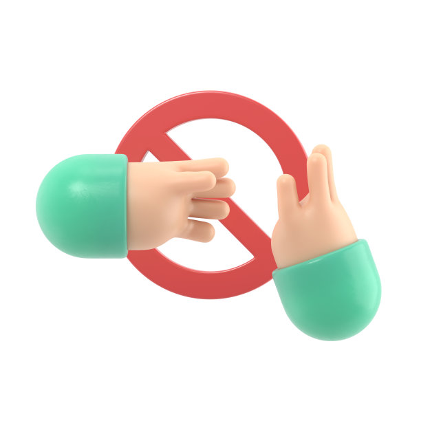 不要联系。没有握手图标。红色禁止标志。冠状病毒病的预防措施。没有身体接触。警告，手上有危险感染。白色背景的3D渲染。图片下载