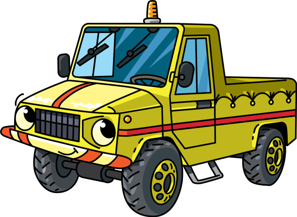 长着眼睛的滑稽小货车图片下载