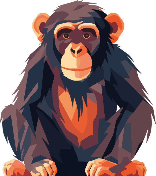 可爱的猴子吉祥物坐在热带森林里图片下载