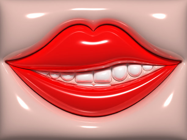 红唇白牙的嘴巴，3D渲染插图图片下载