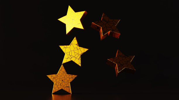 黑色背景上的5颗金星图片下载