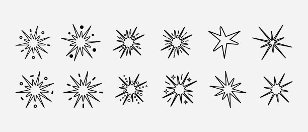 一组星形。线矢量设计星光闪耀。图片下载