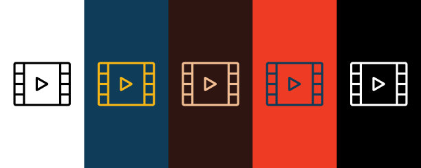 视频播放器轮廓图标说明孤立矢量符号符号图片下载