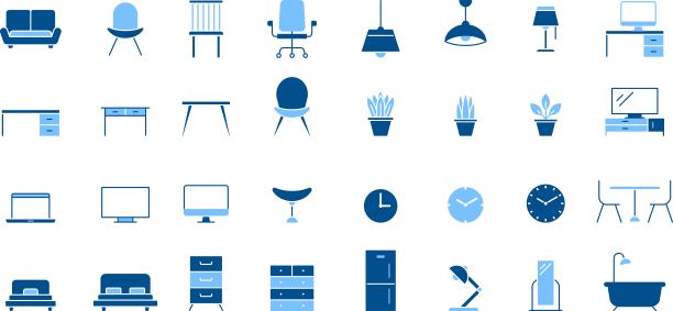 矢量蓝色双色内部图标集图片下载