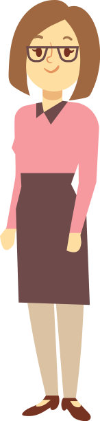 戴眼镜，穿正装的卡通女人图片下载