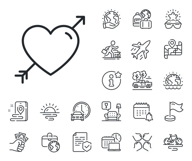 爱情线图标情人心标志飞机喷射图片下载