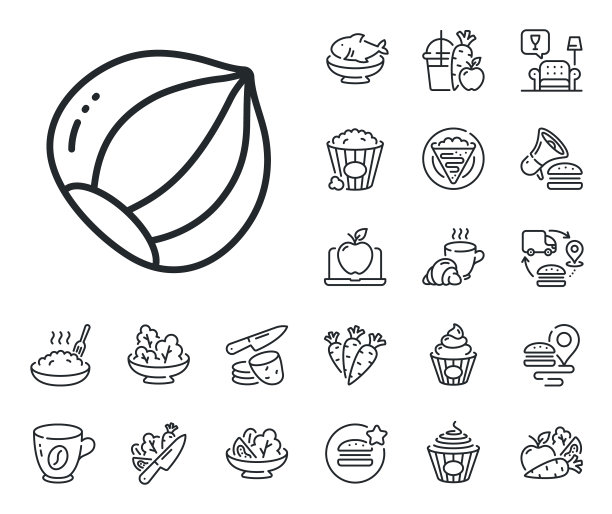 榛子线图标美味坚果标志素食图片下载