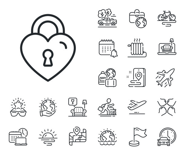 爱情锁线图标蜜月桥储物柜标志图片下载