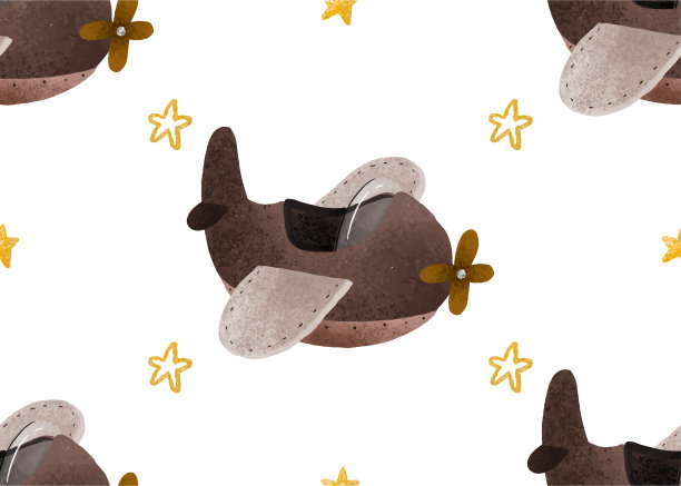 婴儿打印。儿童无缝图案。飞机,云,stars.Aviation。无尽的男孩图案。手绘无缝重复儿童简单图案与飞机和云在斯堪的纳维亚风格。孩子们的背景。古董飞机。图片下载