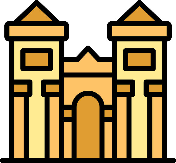 古代建筑扁平图标图片下载