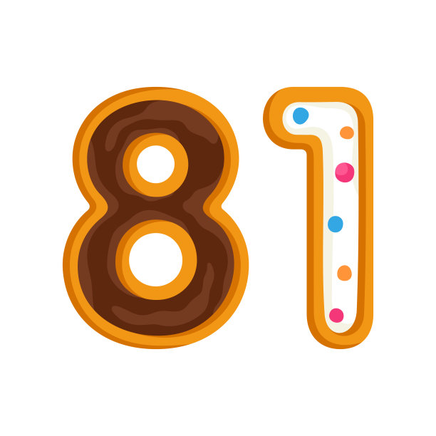 81数字甜釉面甜甜圈矢量插图图片下载