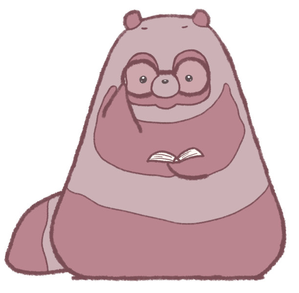 一只日本浣熊拿着一本打开的书，推着他的眼镜图片下载