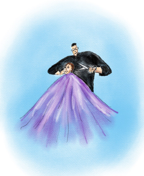 理发师给顾客理发。图片下载