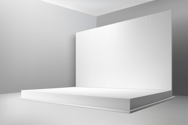 3d逼真的空舞台与屏幕在展示室背景图片下载