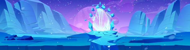 奇幻冰空间背景与魔法门户图片下载