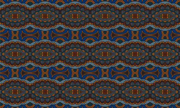 印花设计、曼陀罗图案、碎花图案、插画、女式长裙图案、时装、面料、无缝重复图案设计。女子长裙图案设计，矢量复古艺术插图蜡染，扎染，部落，图案，无缝图片下载