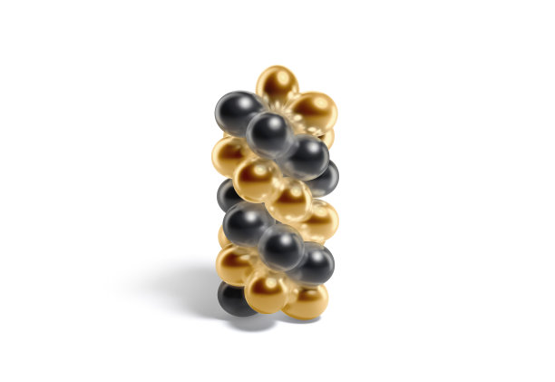 空白金色和黑色圆形气球柱模型，孤立图片下载